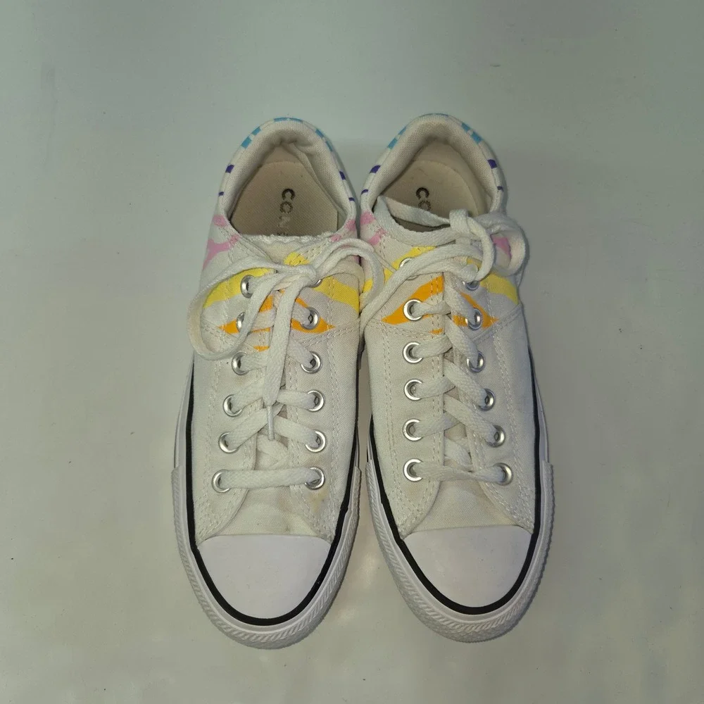 Converse Chuck Taylor‎ All Star Low Canvas Shoes White Rainbow Stripe Women 8.5 - Picture 2 of 12